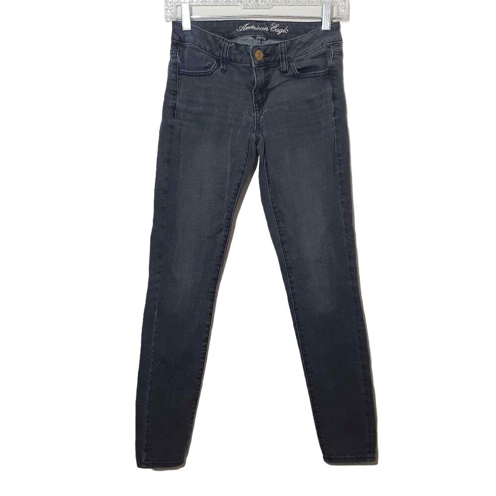 American Eagle Jegging womens jeans 2 Regular gray stretch denim 6.5" rise